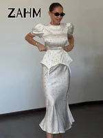 Robe longue plissée à fleurs 3D imprimées pour femme, col en V, boutonnée, manches longues, collection Printemps-Été 2026, idéale pour les soirées et événements. 2