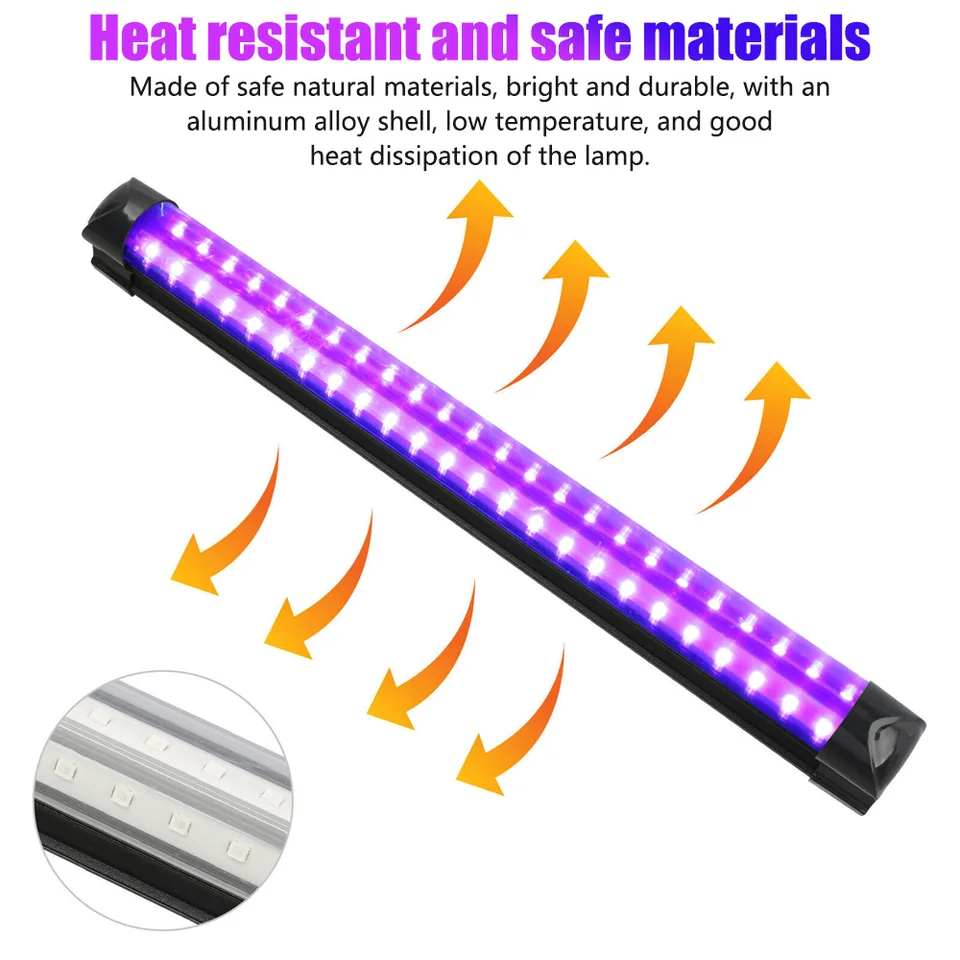 Lampada UV A Led 36W 395nm Con Interruttore – Luce Nera Per Discoteca, Halloween E Feste Luminose