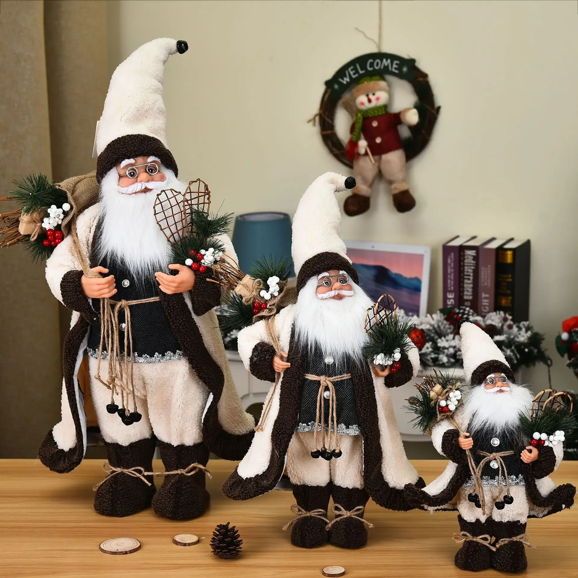 

45/30cm Christmas Large Santa Claus Dolls Ornaments Standing Santa Figurine Home Wedding Party Supplies 2023new Year's gift