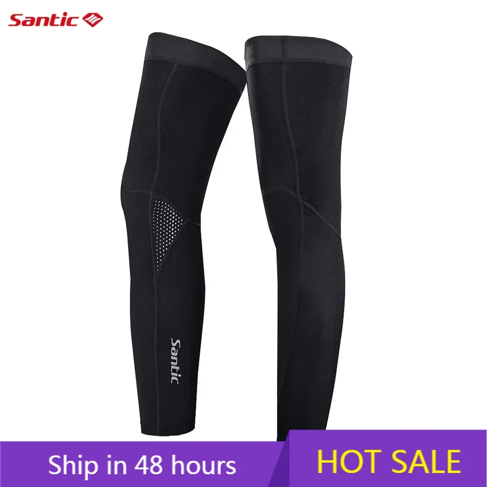 

Santic Cycling Leg Warmers Unisex MTB Bike Bicycle Fleece Leggings Black Autumn Winter Warm Running Sports Tights 2P128H