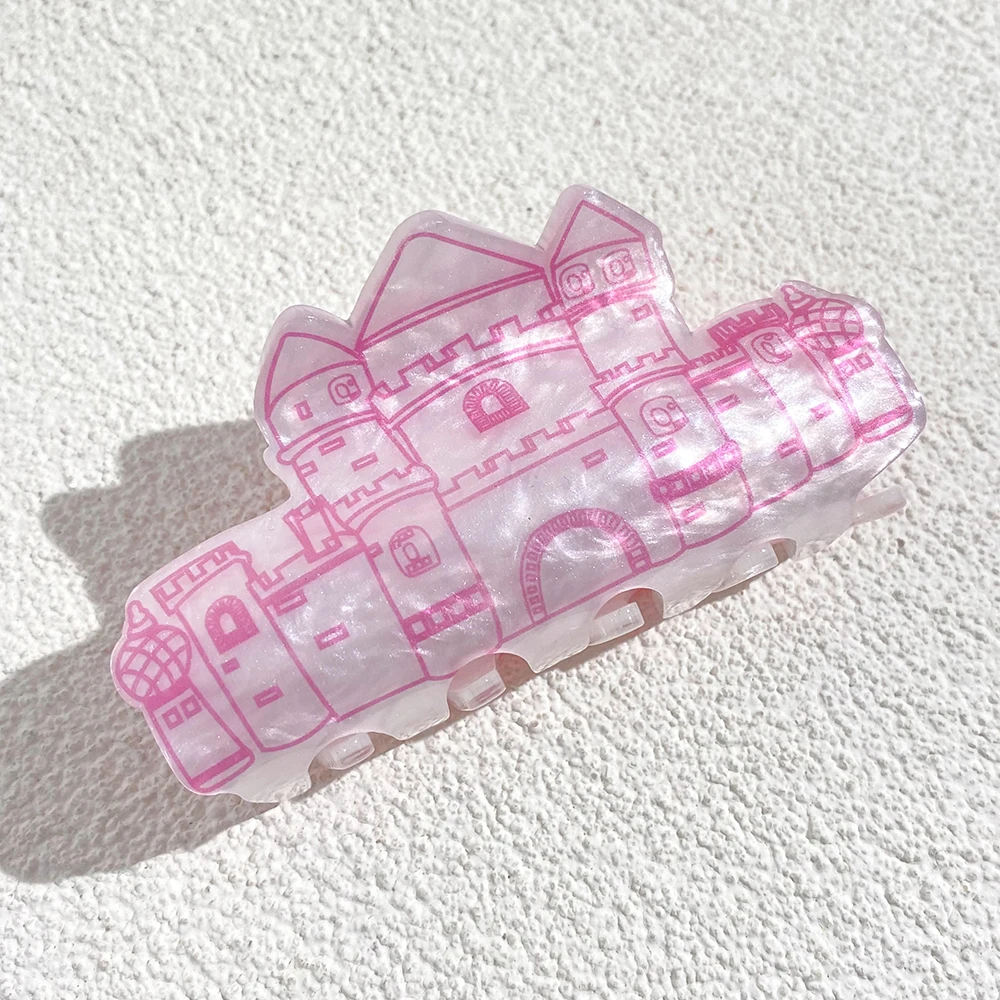 Valentinstag Acryl Kunststoff Kaninchen Blume Schaf gedruckt Haar Krallen clip für Frauen Mädchen Tier frucht Haarnadel Haarschmuck – Detail 7