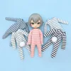Cute OB11 Doll Nightdress Clothes Cartoon Doll Pajamas With Striped For Ob11, 1/12 Bjd, Gsc Obitsu Doll Clothing Accessories 1