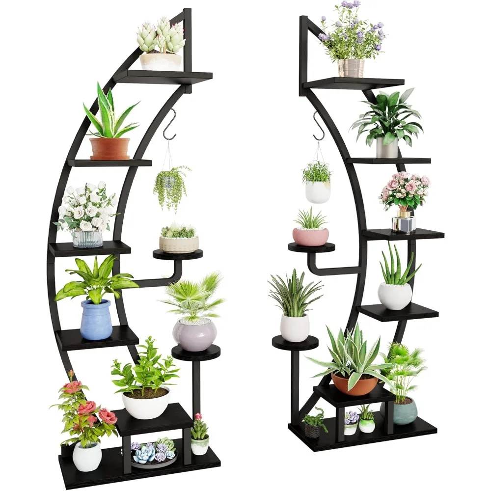 YOLENY 2 Pcs 6 Tier 9 Potted Metal Plant Stand Plant Stands for Indoor Plants Multiple, Shelf for Planter Display