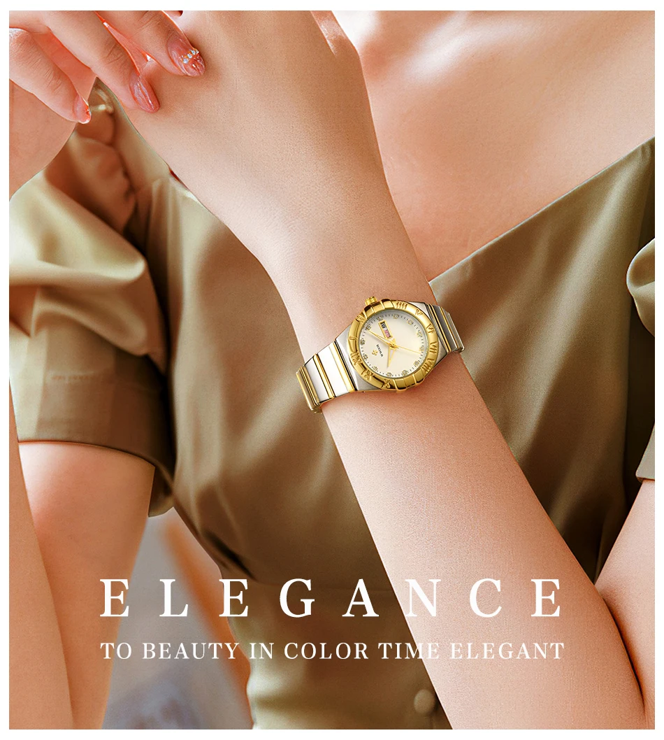 Montre-bracelet à Quartz Simple et élégante pour femmes, en acier inoxydable, bracelet de luxe, décontracté, Business_voghion.com