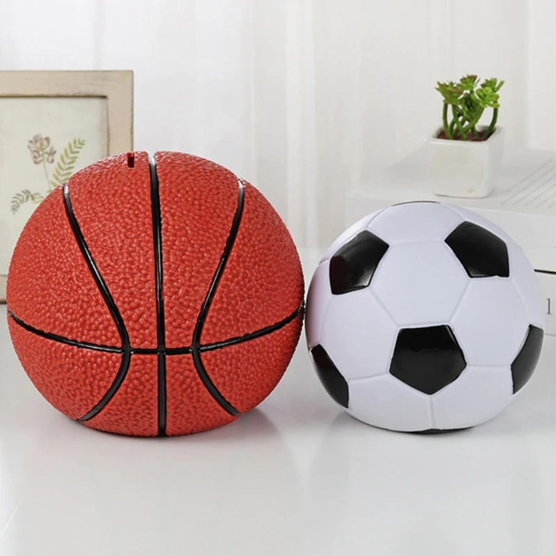 Cofrinhos temáticos esportivos prático recipiente armazenamento moedas basquete/futebol