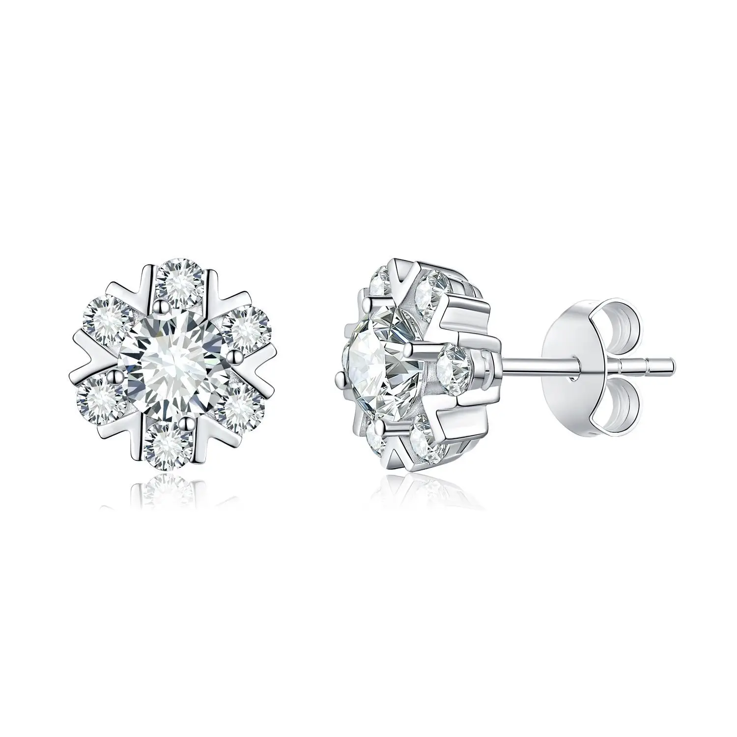 

New Luxury Classic s925 Sterling Silver Earrings Snowflake Shape VVS1 D color 1 carat Moissanite Diamond Earrings For Women Gift