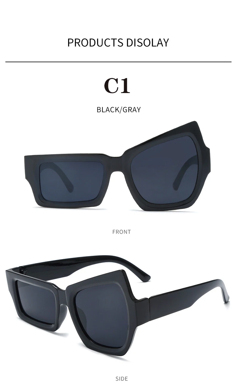 Neue Mode Persönlichkeit Männer Hip Hop Übertriebene Sonnenbrille Asymmetrische Größe Augenbraue Pick Frauen Oculos – Detail 7