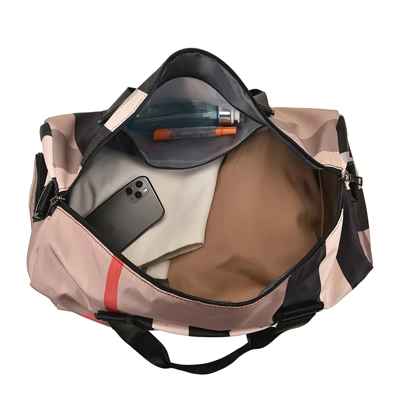 Outdoor Luggage Bag New Fashion Traveling Bag Lattice Handheld High-capacity Dry Wet Separation Sports Bag Overnight Bag