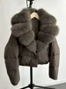 2024 New Winter Big Natural Fox Fur Fluffy Puffer Coat Women Button Warm 90White Duck Feather Down Short Jacket Waterproof Parka 1