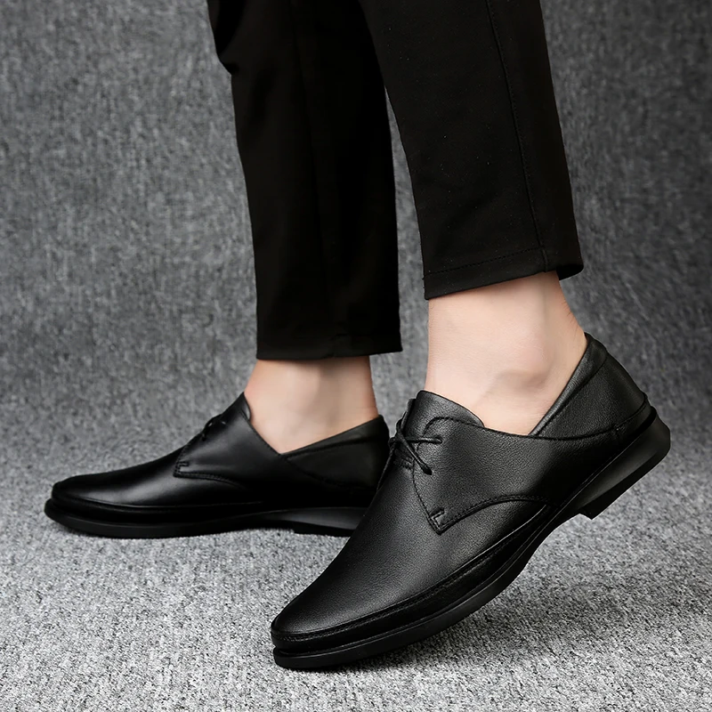 

Mens Oxford 2021 shoes Dress Wedding Laces Business Formal Breathable Men Genuine Leather Elegant Comfortable Shallow slip shoe