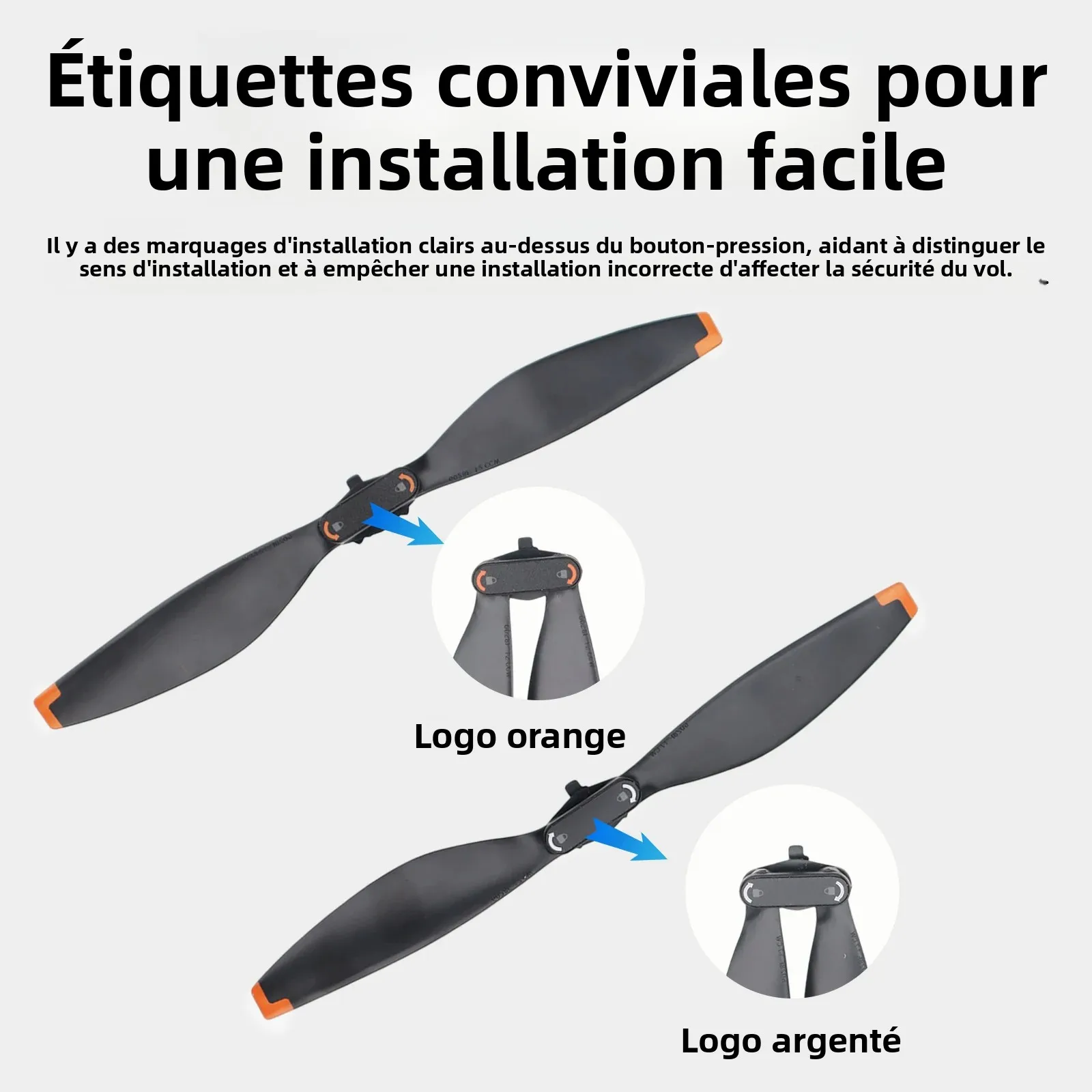 Hélices Mini5 Pro Silencieuses Lot 1 ou 2 - Drone