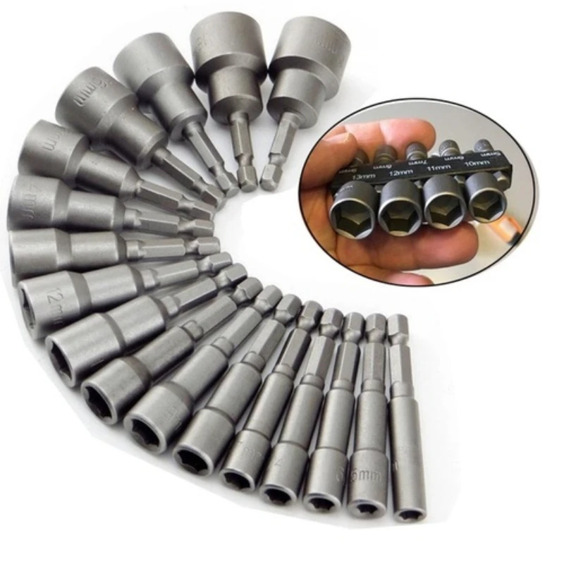 9pcs/14pcs 5mm-13mm Hex Sockets Sleeve Nozzles Nut Driver Set Screwdriver Set Schroevendraaier Set Bits Tools Socket Wrenches