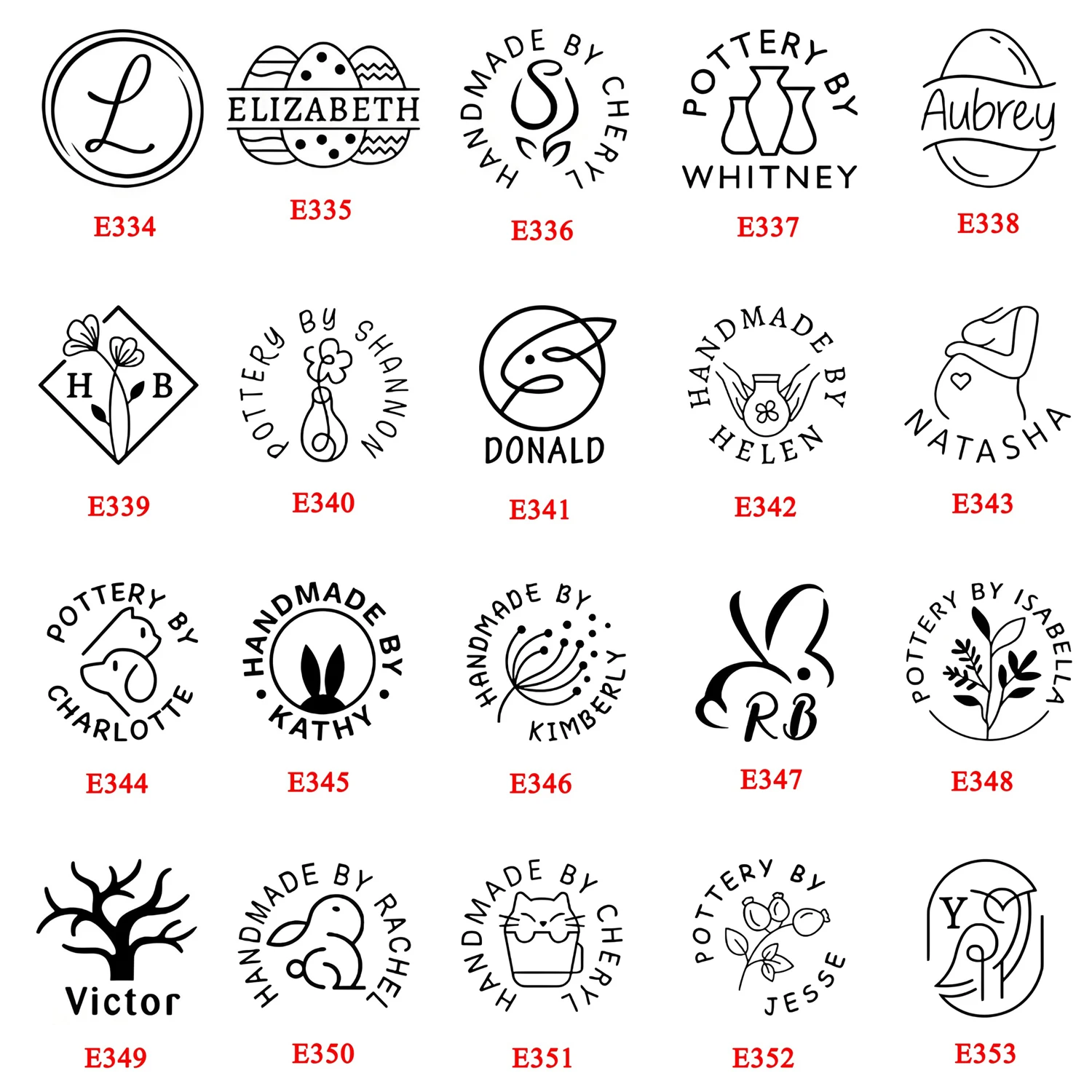 3 cm individueller Tonstempel, Keramikstempel mit Griff, Polymerstempel für Töpferstempel, Tonstempel für Ostereier, Muttertag – Detail 1