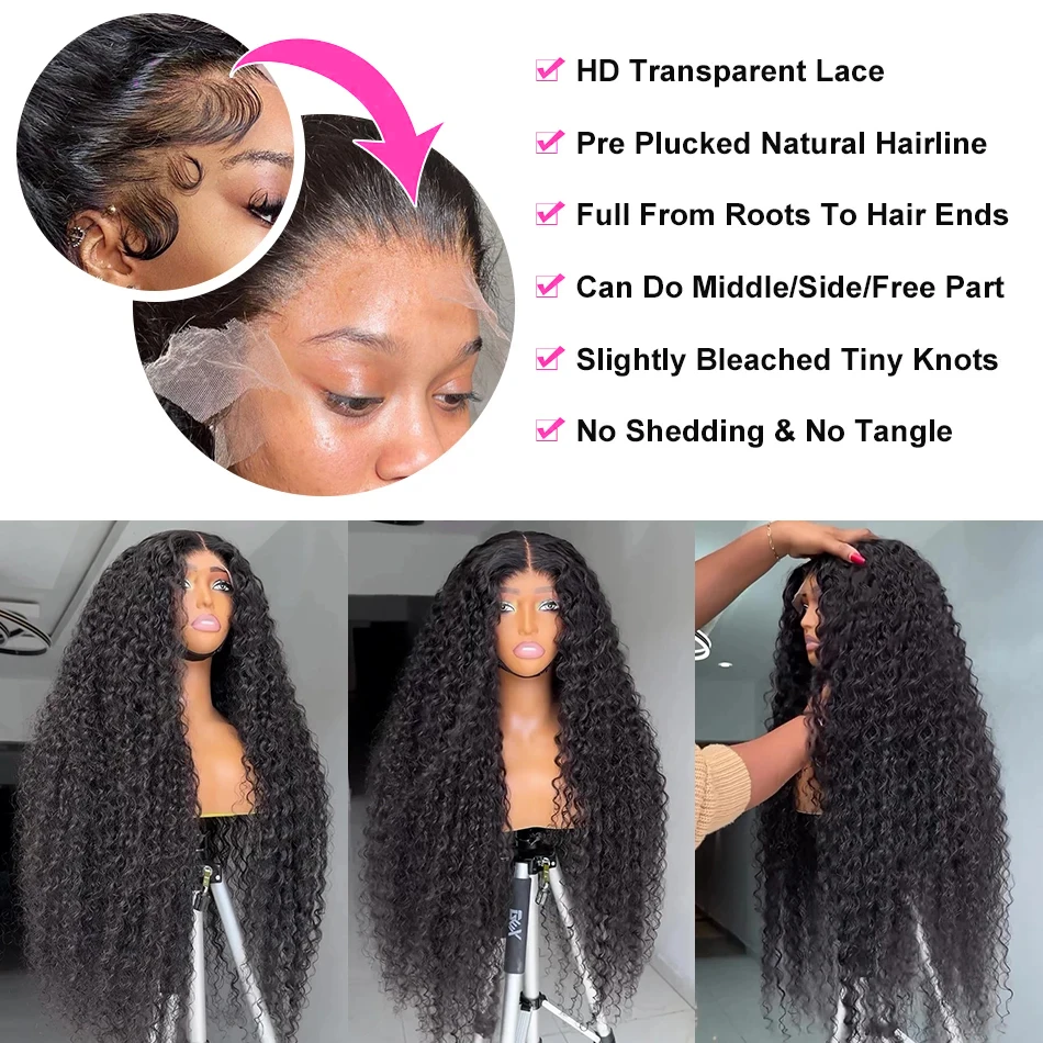Deep Wave 13x6 HD Transparent High Density Lace Frontal Human Hair Wig Brazilian Remy 13x4 Water Curly Front Wig for Women human hair wigs