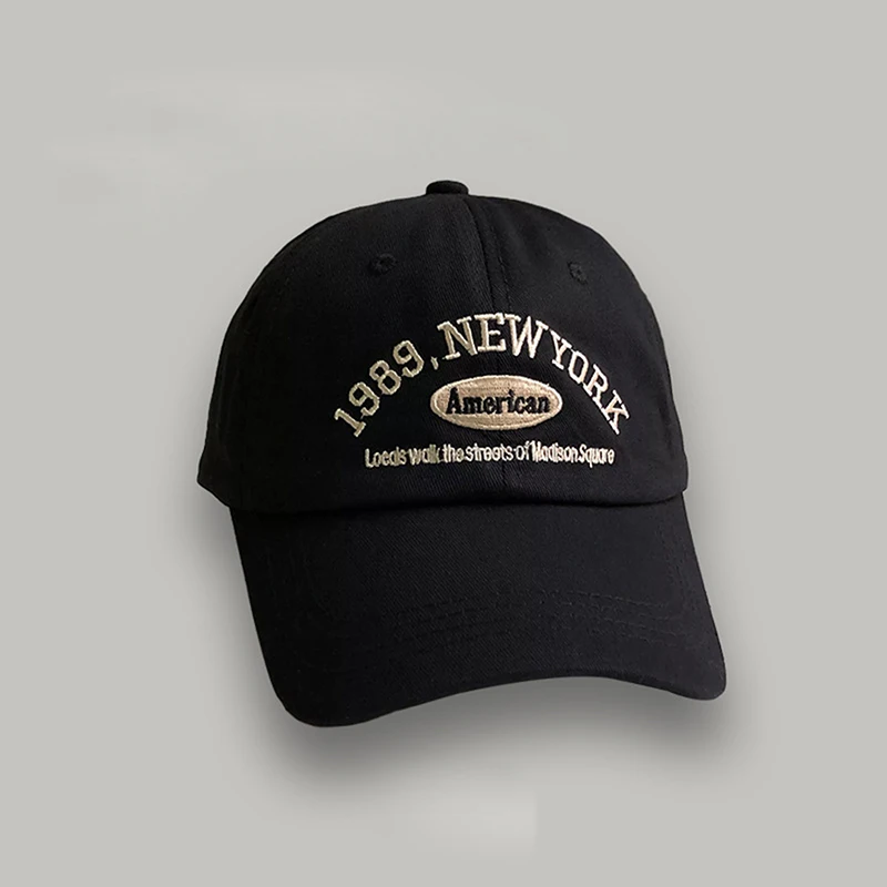 1989 American Retro Men's And Women's Baseball Caps Street Lettered Embroidery Retro Flat Caps Solid Black And White Hip Hop baseball caps,baseball cap