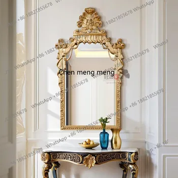 European high-end entrance fireplace wall hanging decoration American retro French bedroom custom makeup mirror