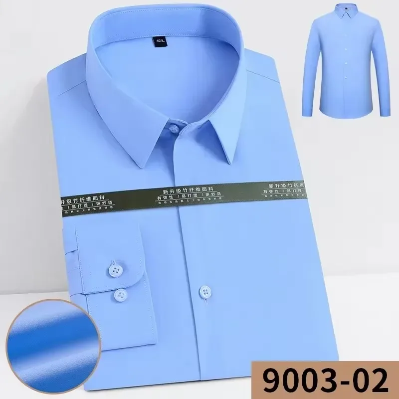 Bamboo Fiber Long Sleeve Men Regular Fit Microfiber Material Non-iron Professional Casual Dress Shirts Pure Colors dress shirts,men casual shirts