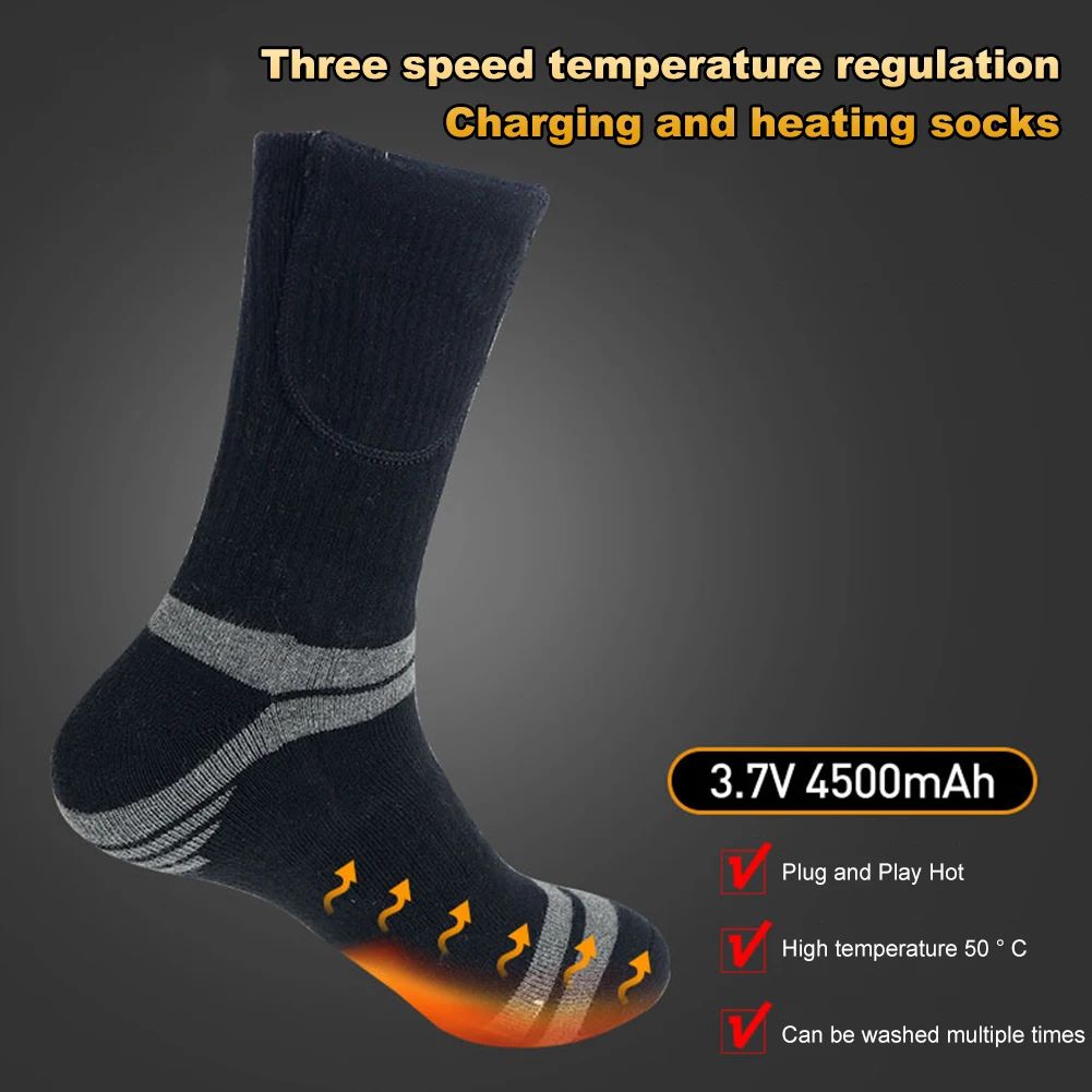 Unisex Thermal Insulated Socks Washable Rechargeable Heated Socks Elastic Thickened Socks for Outdoor Sports Skiing Accessories