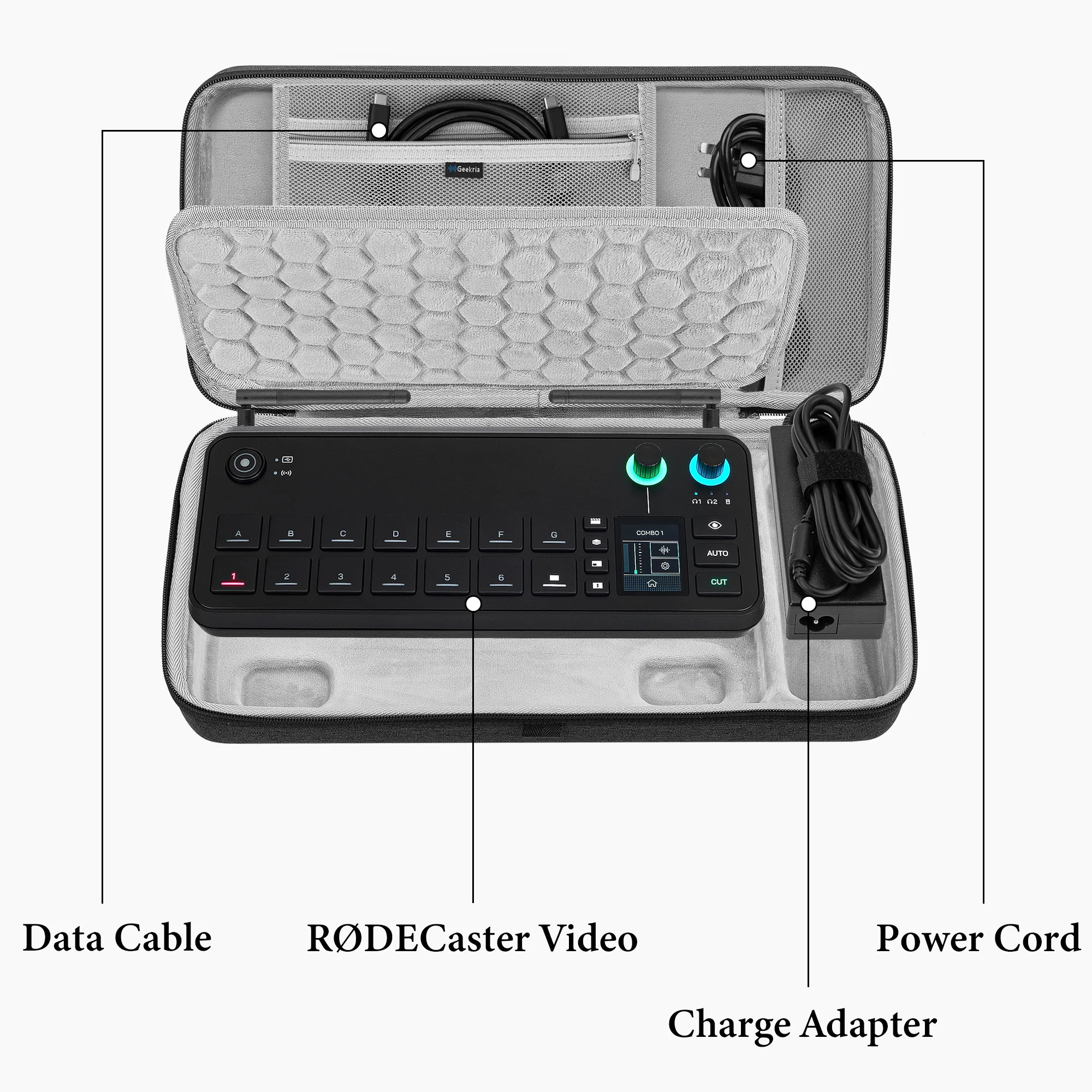 Audio Interface Carrying Case, Compatible with RØDE RØDECaster Video, EVA Hard Shell Portable Travel Bag (Dark Gray)
