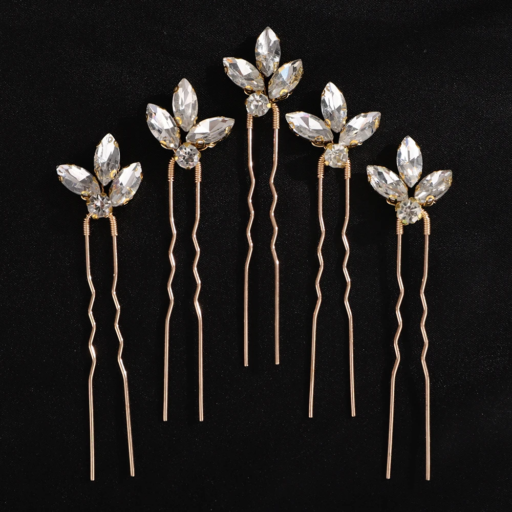 5Pcs Red Silver Rhinestone Bridal Hair Pins Handmade Headpiece for Women Green Blue Wedding Accessories Headdress Party Tiaras bridal hair accessories hair accessories