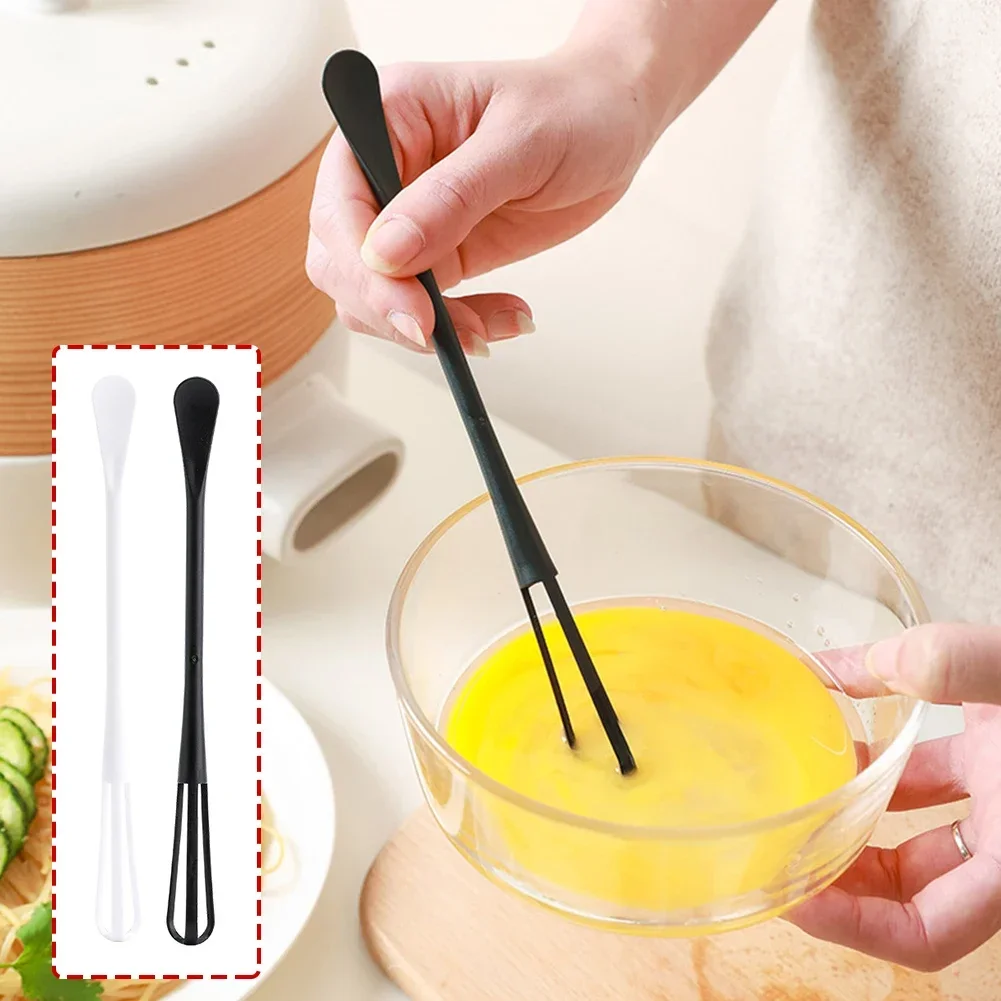 Description Picture 2 of item1PC Egg Whisk Plastic Multifunctional Mini Hand Egg Beater Kitchen Utensil with Teaspoon Egg Baking Tools Cream Stirring Stick