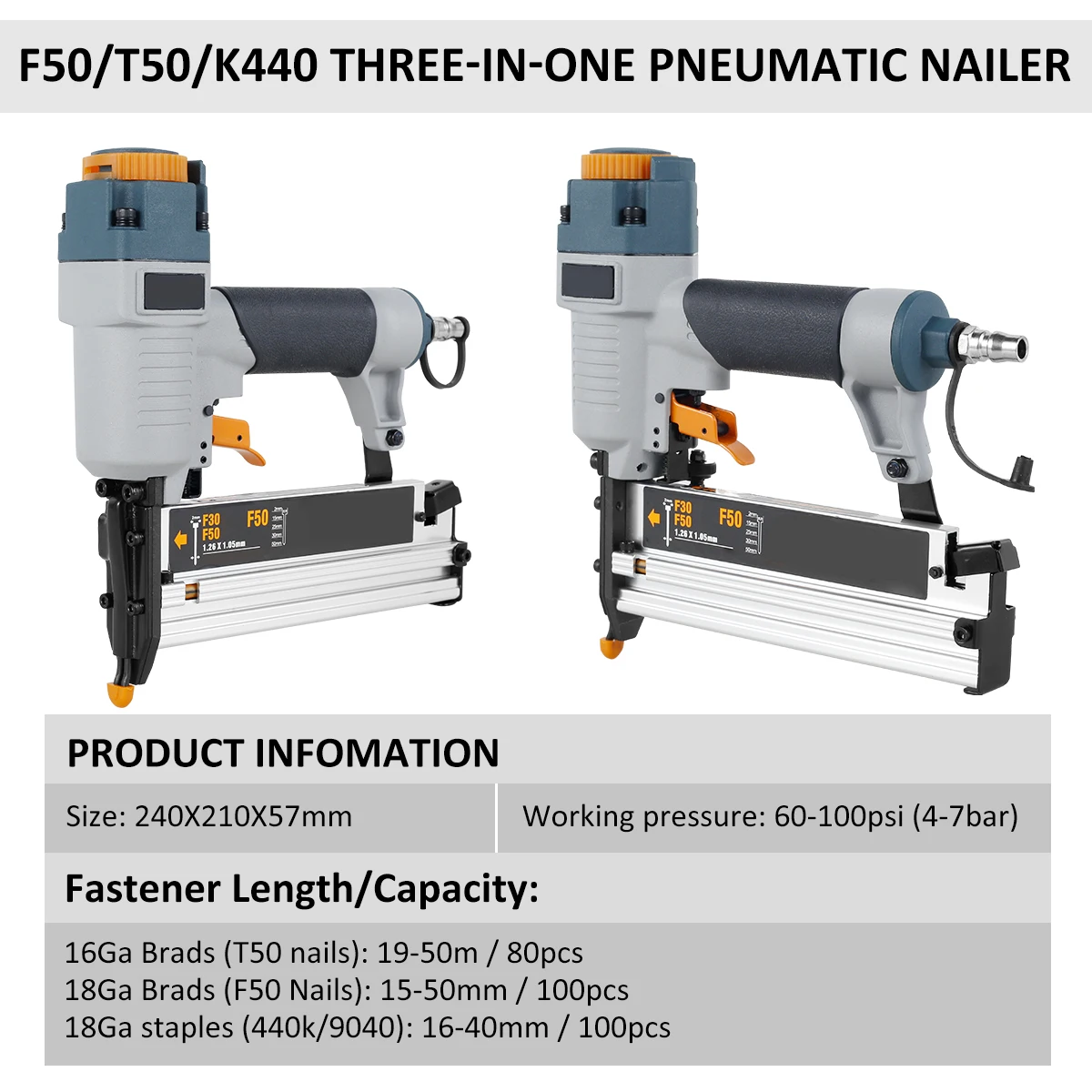 Pneumatic Nail Gun for Carpenter and Furniture