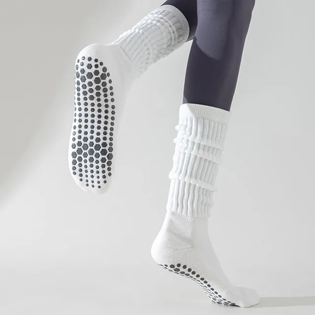 Yoga Socks Cotton Dot Silicone Terry Non-slip Women Pilates Grip Knee-high Slouch Socks 5