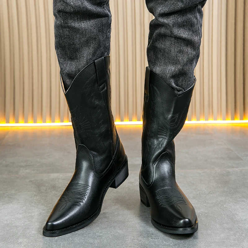 English Style Men's Chelsea Boots Pointed Tips Trendy Brown Work Boots High-end Banquet Dress Boots for Men‘s Free Delivery