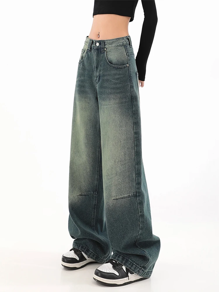 

Women Vintage Blue Baggy Jeans Streetwear Harajuku Y2k 90s Straight Denim Trouser Korean High Waist Wide Leg Pants Clothes 2023