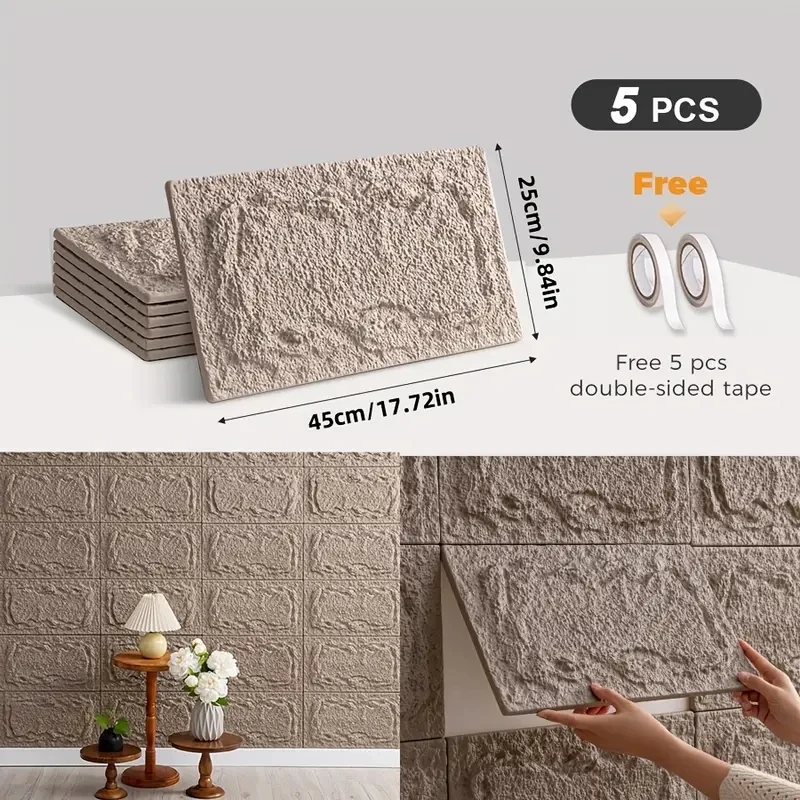 PU-stenen wandpaneel, 10 mm, realistisch baksteenpatroon, anti-schimmel- en vochtbestendig, waterdicht en wasbaar, geschikt voor/buiten