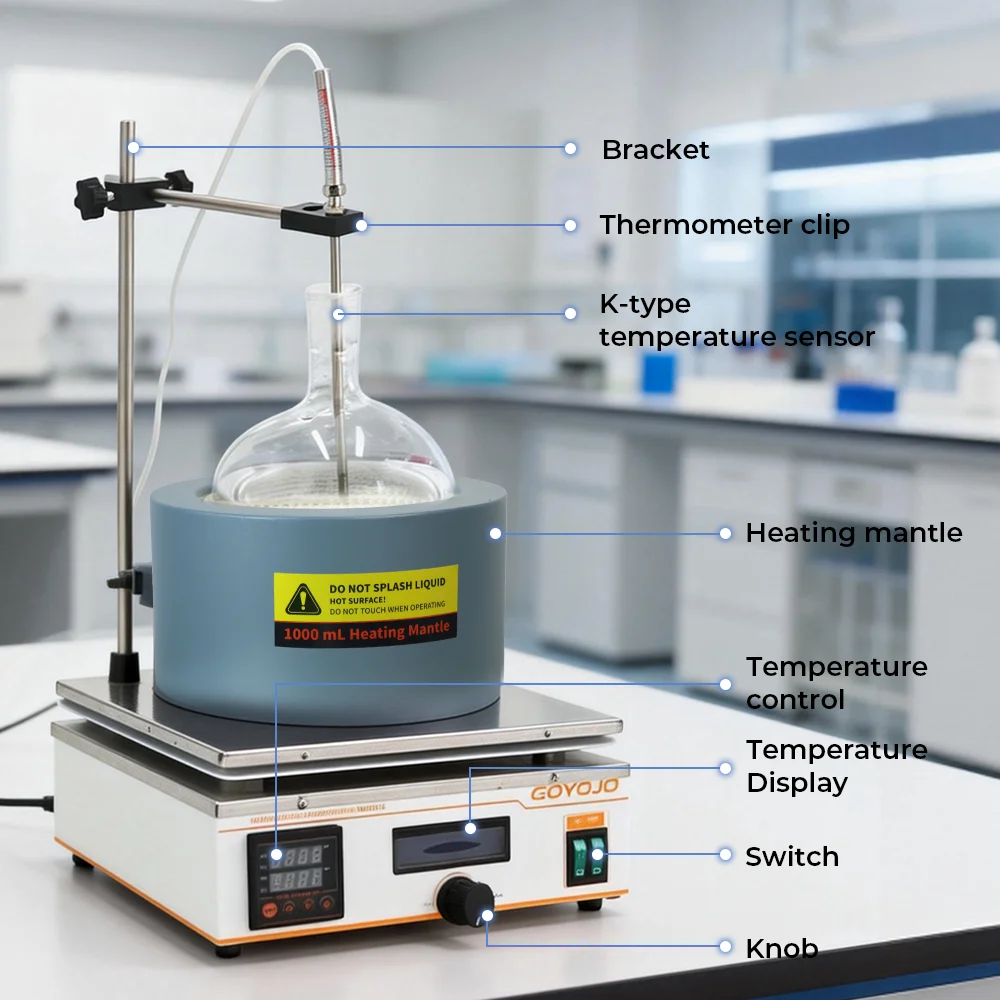 2 in 1 Digital Electric Heating Mantle 1000ml Magnetic Stirrer Hot Plate Lab The