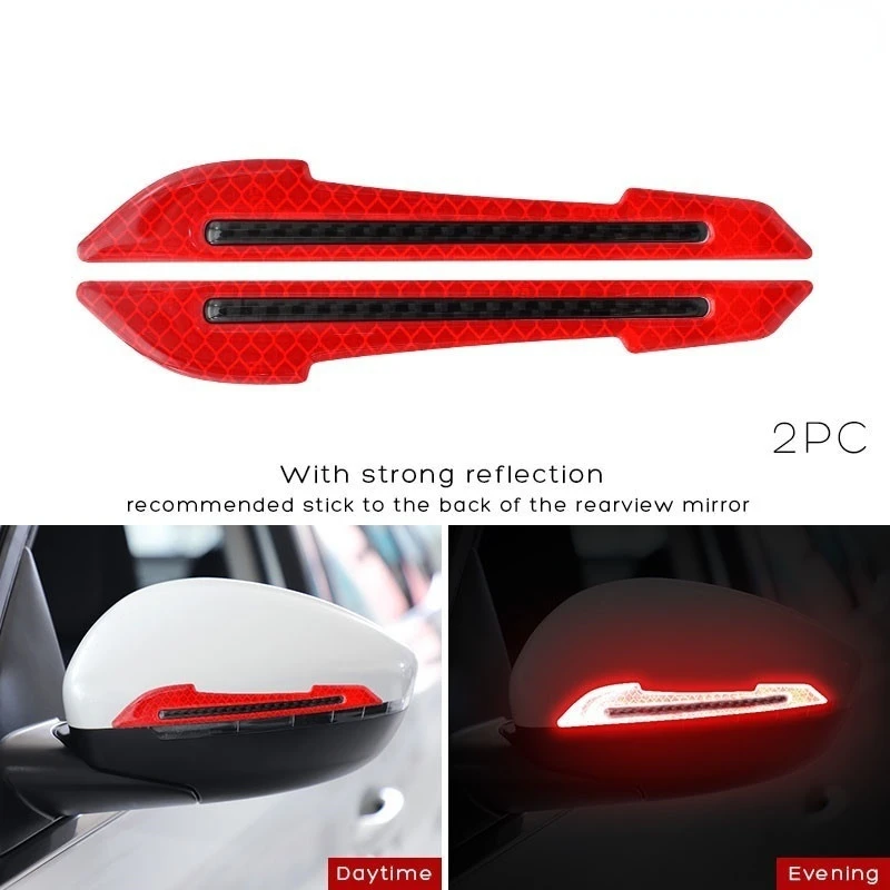 Reflective Stickers Warning Strip Tape Traceless Protective Car Sticker Warn on Car Rearview Mirror Exterior Auto Accessories