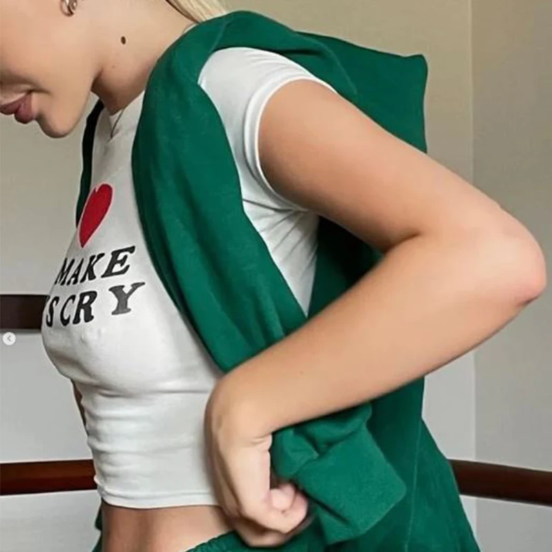 Short sleeved New Elastic Top Women's Letter Printing Women's Sexy T-shift 7 Short sleeved New Elastic Top Women's Letter Printing Women's Sexy T-shift