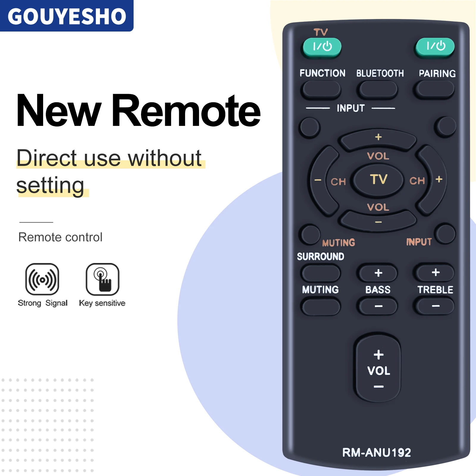 Replacement Remote For Sony RM-ANU192, Fits HT-CT60BT, SA-CT60BT, SS-WCT60 Systems - View #5