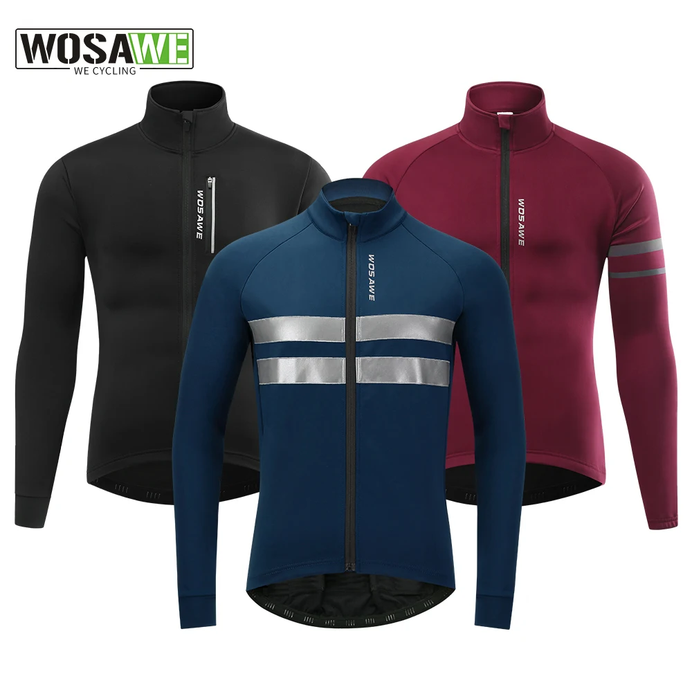 

WOSAWE Men's Winter Warm Up Thermal Fleece Cycling Jacket Bicycle MTB Road Bike Clothing Windproof Waterproof Long Jersey