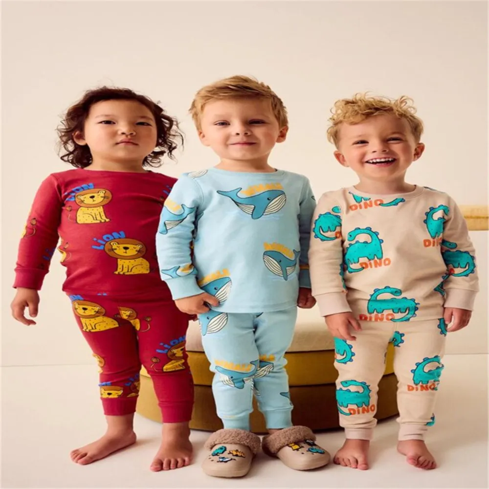 New Spring Children's Clothing Sets Cartoon Boy Sleepwear Long Sleeved Pants Clothes Kids Pajamas Set Baby Girls Pyjamas