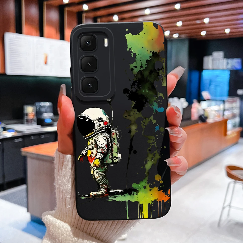 Fashionable Black Cat Pattern Shockproof Phone Case - Soft Liquid Silicone Cover in Black