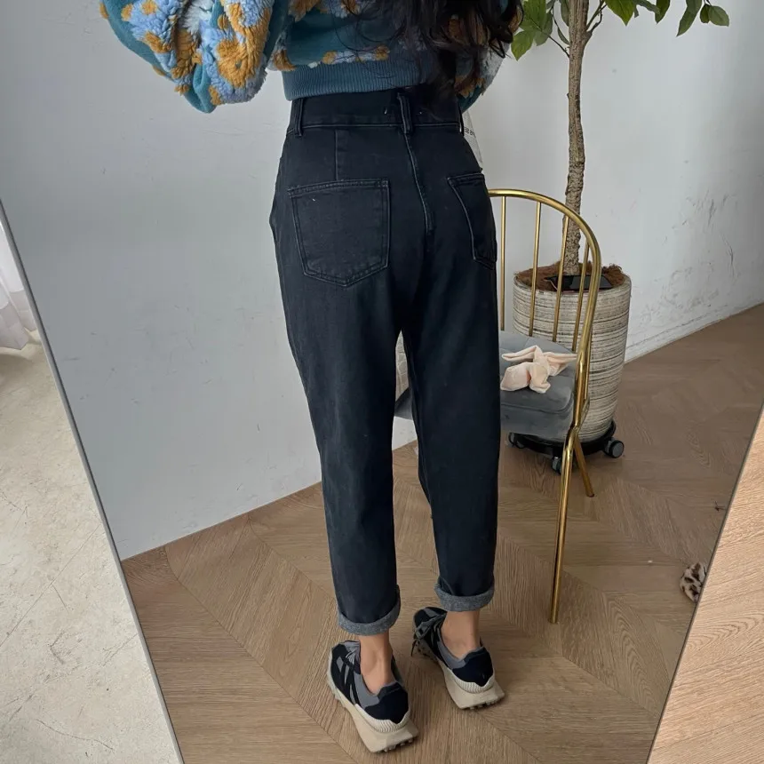 ZHISILAO Fashion High Waist Straight Jeans for Women Boyfriend Mom Harem Denim Pants Streetwear 2023