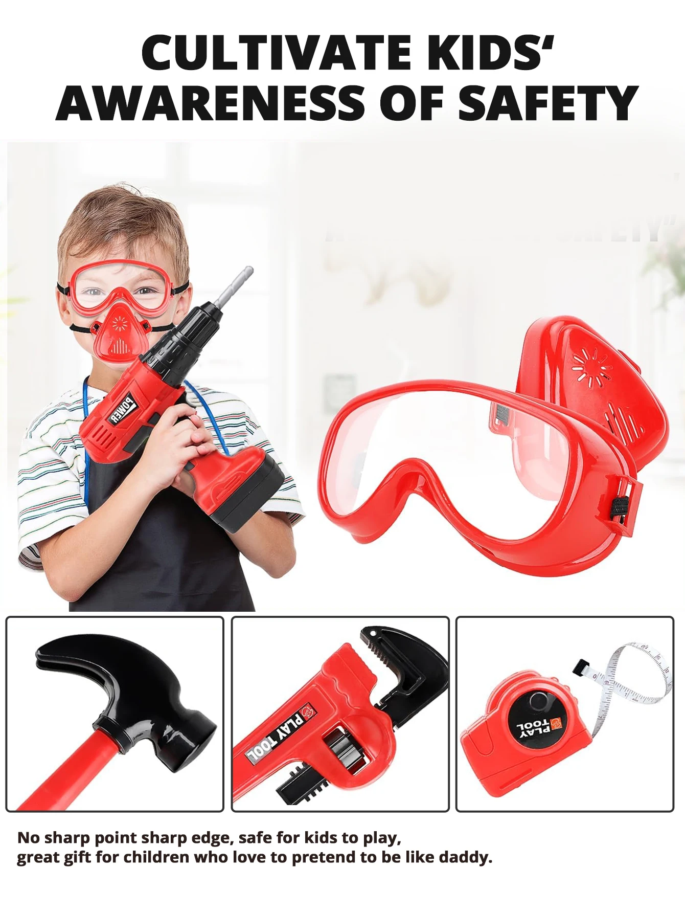 Kids Tool Set Pretend Play Construction Toys With Toolbox Kids Tools With Electronic Toys Drill Bits Construction Accessories 2