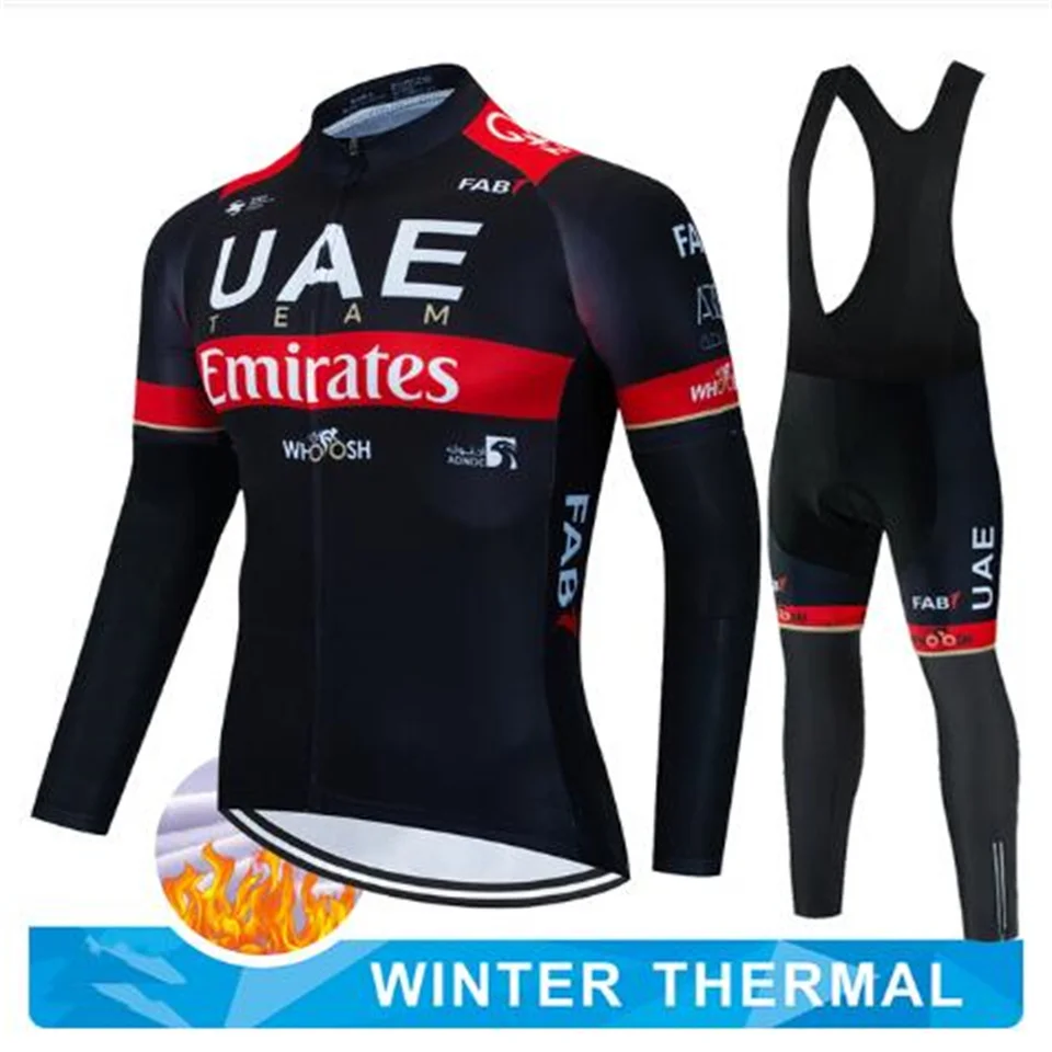 Winter Thermal Fleece Cycling Clothes Long Sleeve Men Cycling Jersey Set Outdoor Riding Bike MTB Clothing UAE