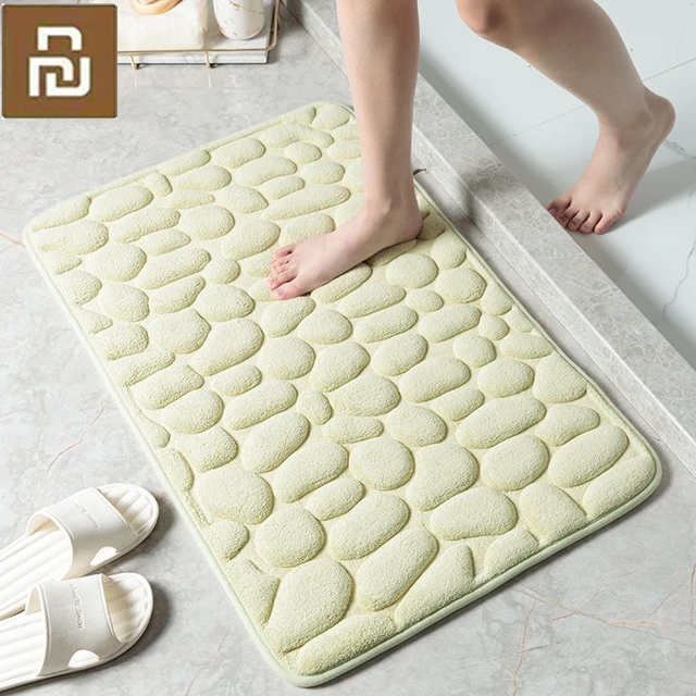 Xiaomi Non-Slip Bath Mat Cobblestone Embossed Bathroom Carpet Shower Room  Doormat Memory Foam Absorbent Floor