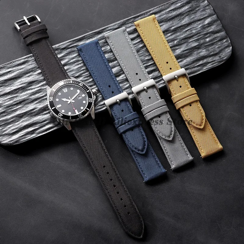 tonjett high quality multicolor nylon sailcloth watch... 20mm 22mm Premium Two Sided Sailcloth Watchband Strap Quick Release ...