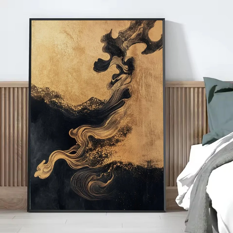 Monochrome Flowing Lines Ink Landscape Minimalist Canvas Art