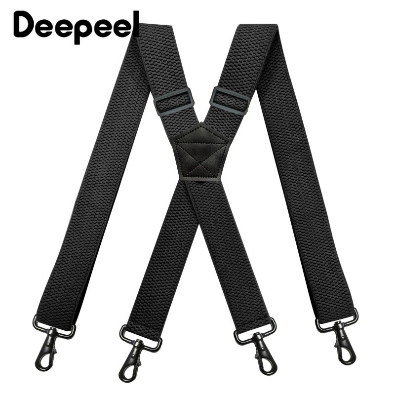 Deepeel 1pc 3.5*120cm Men's Braces Xshaped Corn Grain Stretch Wide
