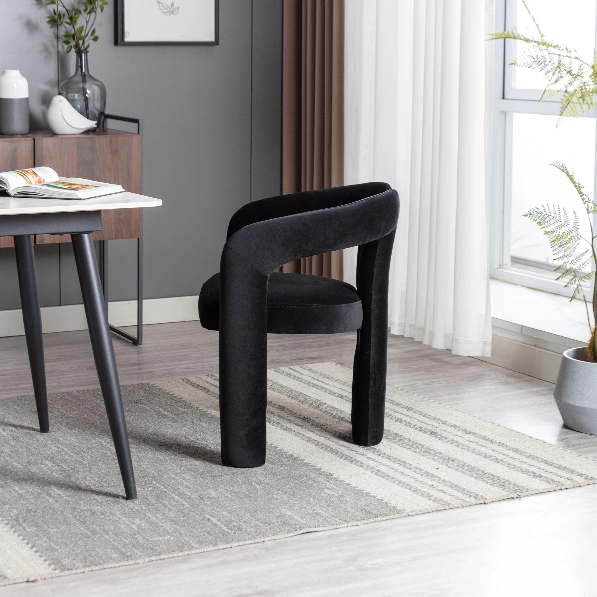KOMHTOM Samt-Esszimmerstühle 2er-Set, Gepolsterte dekorative Stühle für Wohnzimmer/Küche, Freizeit-Sessel mit dekorativen Seiten – Detail 7