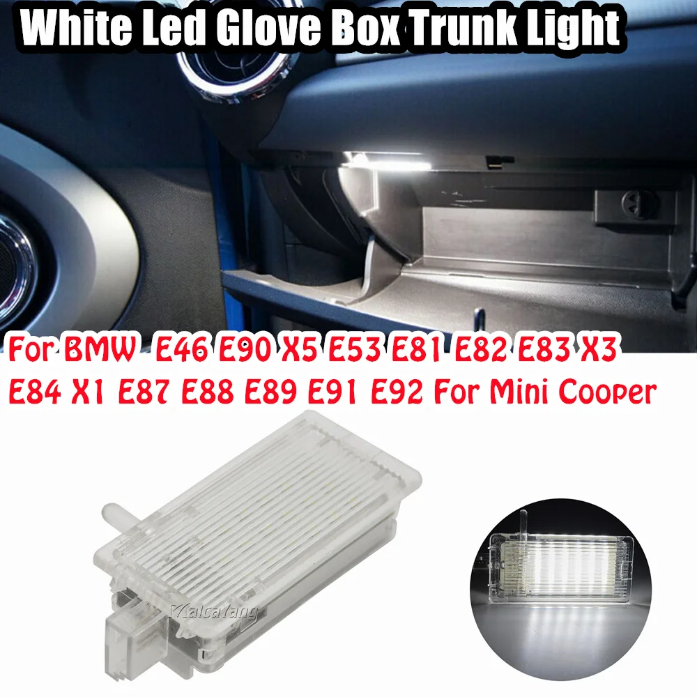1X Bianco Led Vano Portaoggetti Luce Tronco Per Bmw E46 2D/E46 3D/E46 4D/E46 5D E53/X5,E81/E82/E83/X3 Mini R50/R52/R53/R55 63316962045
