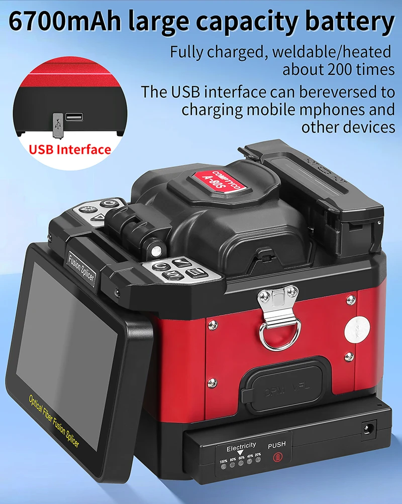 A-80S/A-88S Optical Fiber Fusion Splicer 6 Motor Touch Screen Multilingual Fiber