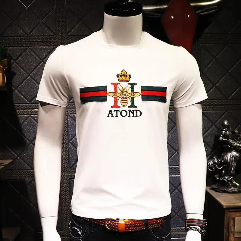 

Summer men's short sleeve round neck T-shirt Korean fashion handsome printed men's t-shirt