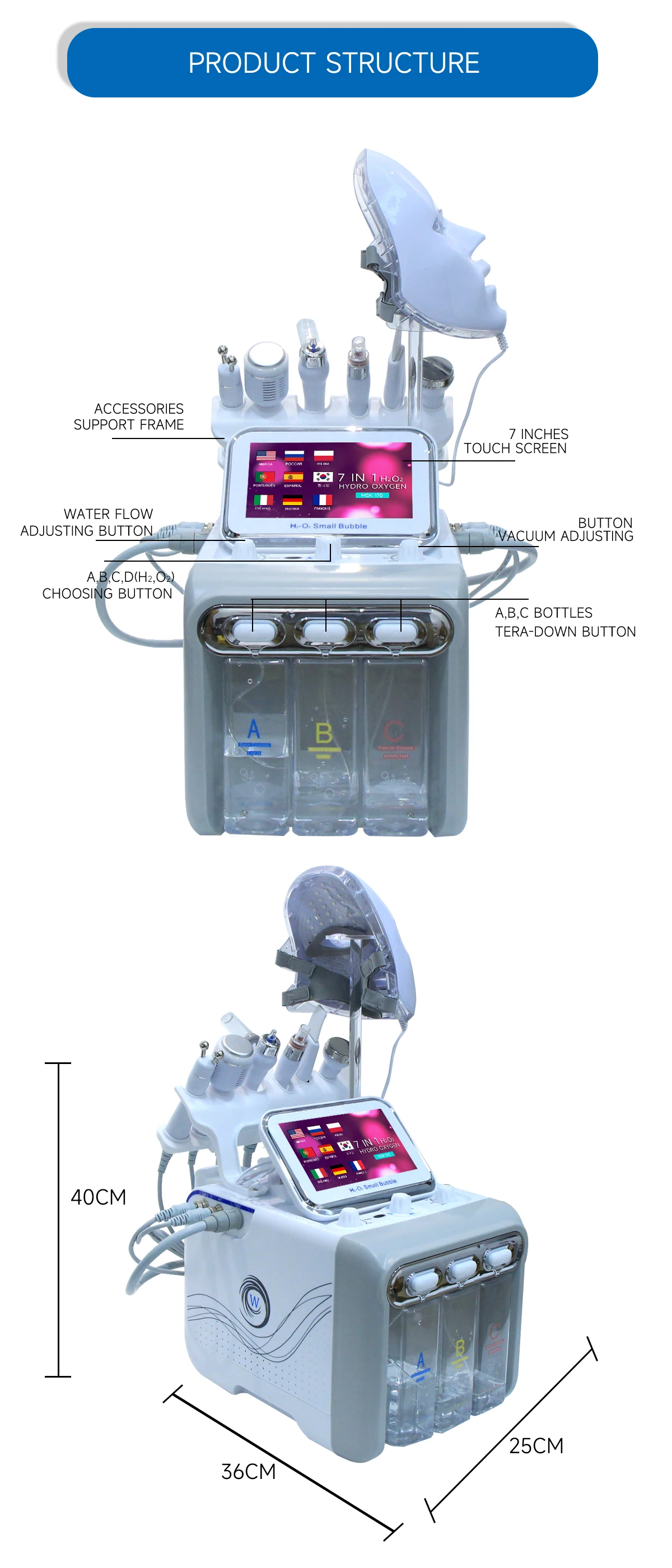 HYCARE HYDROGEN 美容器 HYCARE HYDROGEN 美容器 Hydrogen-Oxygen Facial Machine 6 in 1