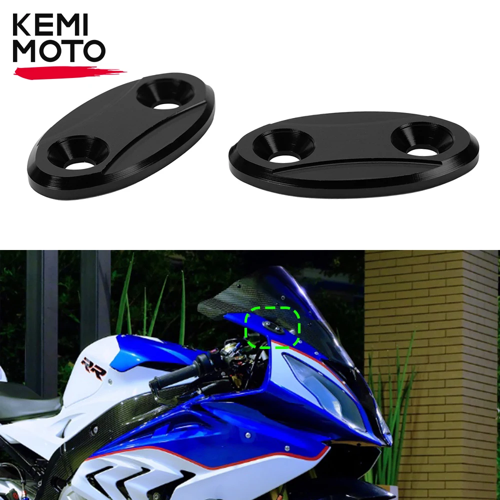 

Windscreen Mirror Base Cap Driven Eliminators Rearview Hole Cover CNC Accessories for BMW S1000RR 2009-2018 2017 2016 2015 2014